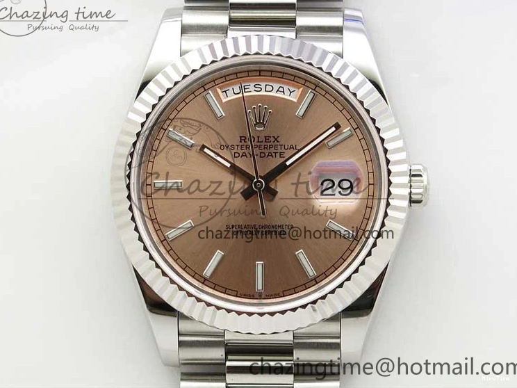 MiroTime 0111 Neat Day-Date 40mm 228239 BP New Dial Version 904 SS RG Stick Markers Dial on SS President Bracelet A 2819